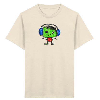Kritzelkopf mit blauen Ohrenschützern - Kinder Bio T-Shirt