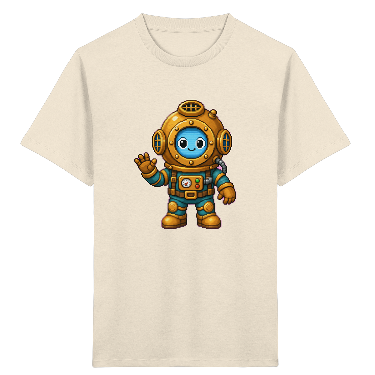 Pixel-Taucher: Goldener Helm Kinder T-Shirt - Kinder Bio T-Shirt