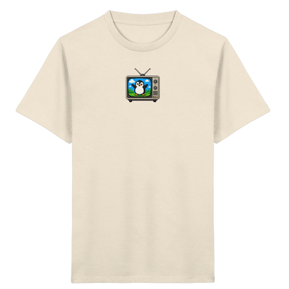 Pixel Pinguin vor Retro-TV: Kinder T-Shirt - Kinder Bio T-Shirt