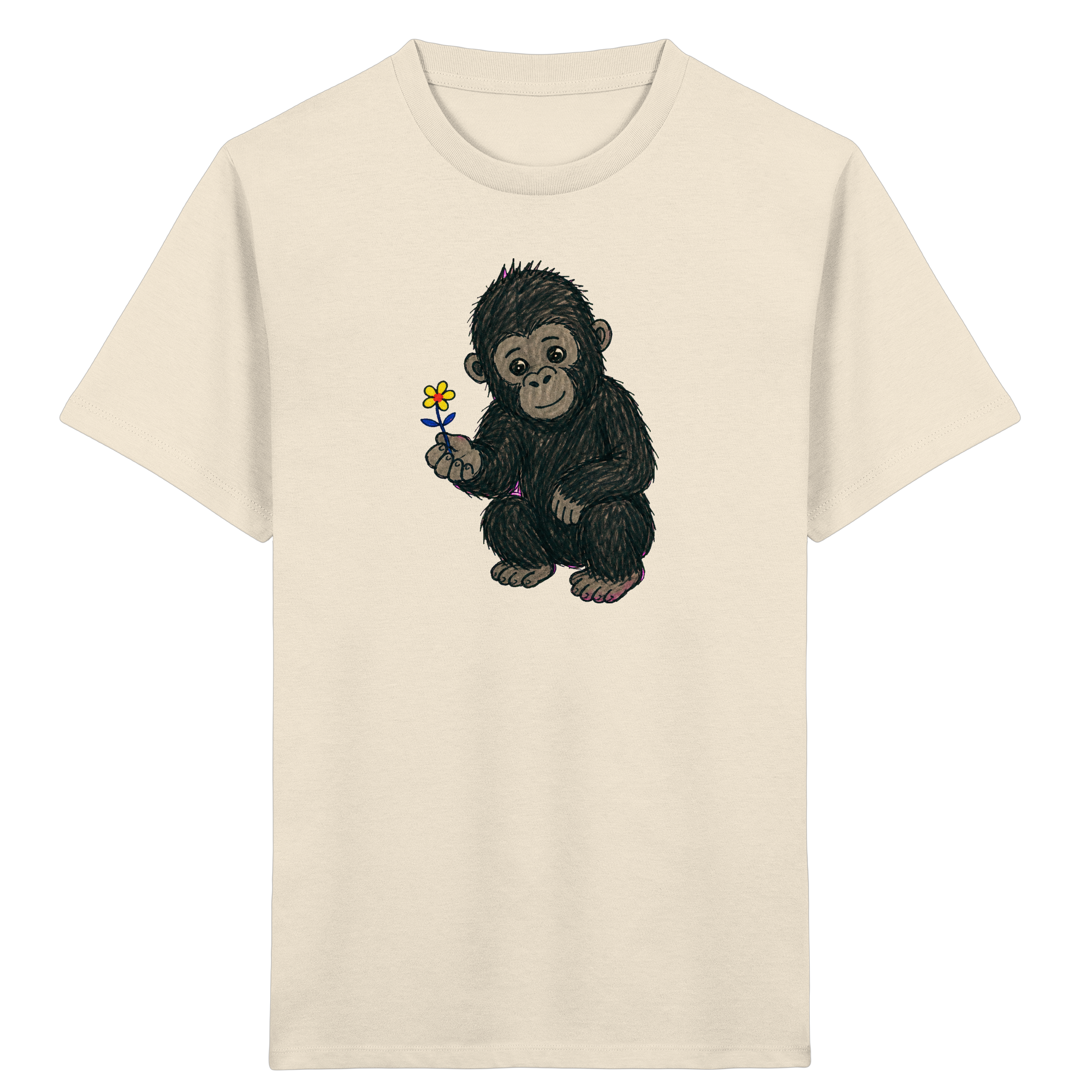 Gorilla Baby T-Shirt mit Blume