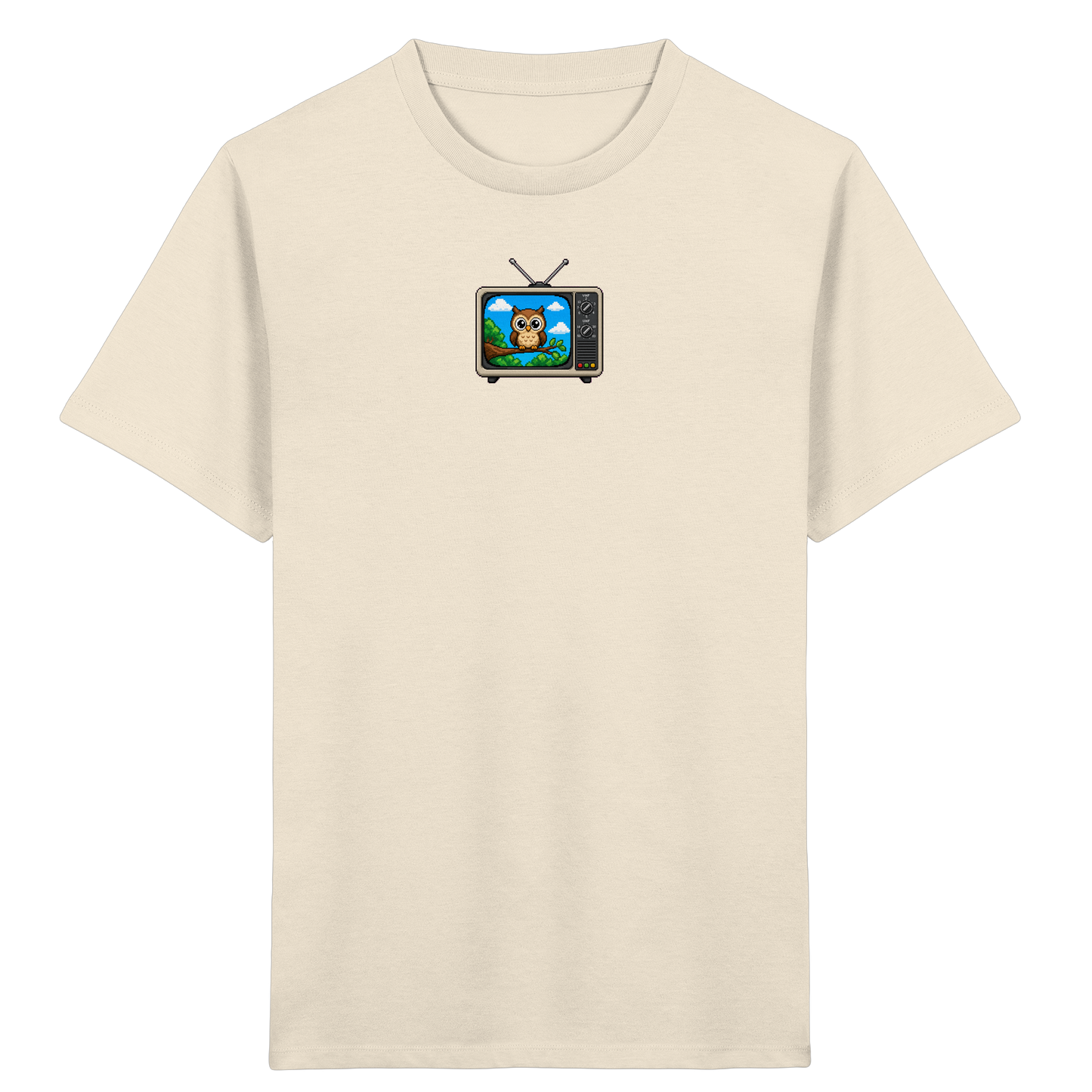 Pixel Eule im Retro-Fernseher Kinder T-Shirt - Kinder Bio T-Shirt