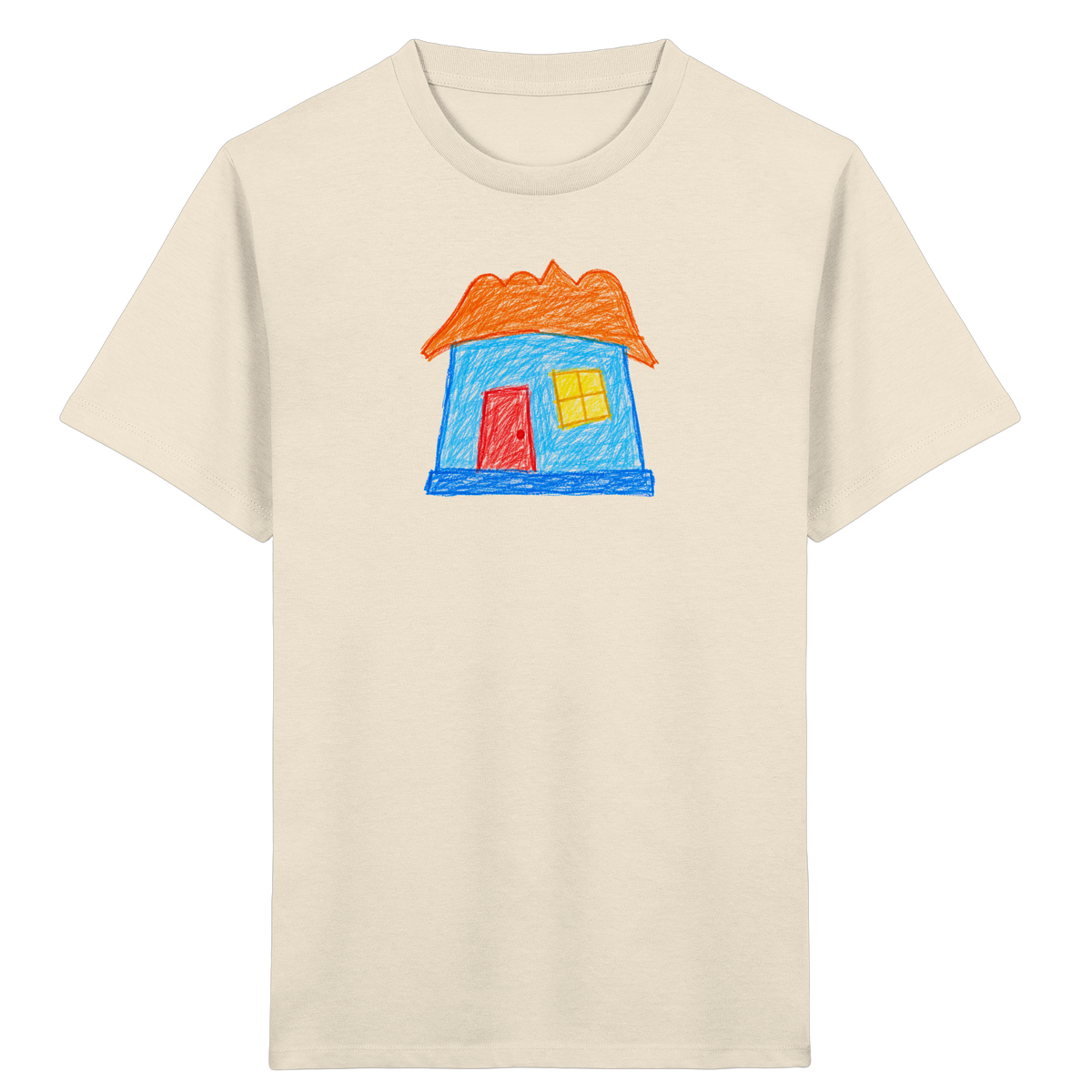 Himmelblaues Haus mit Wolkendach - Kinder Bio T-Shirt