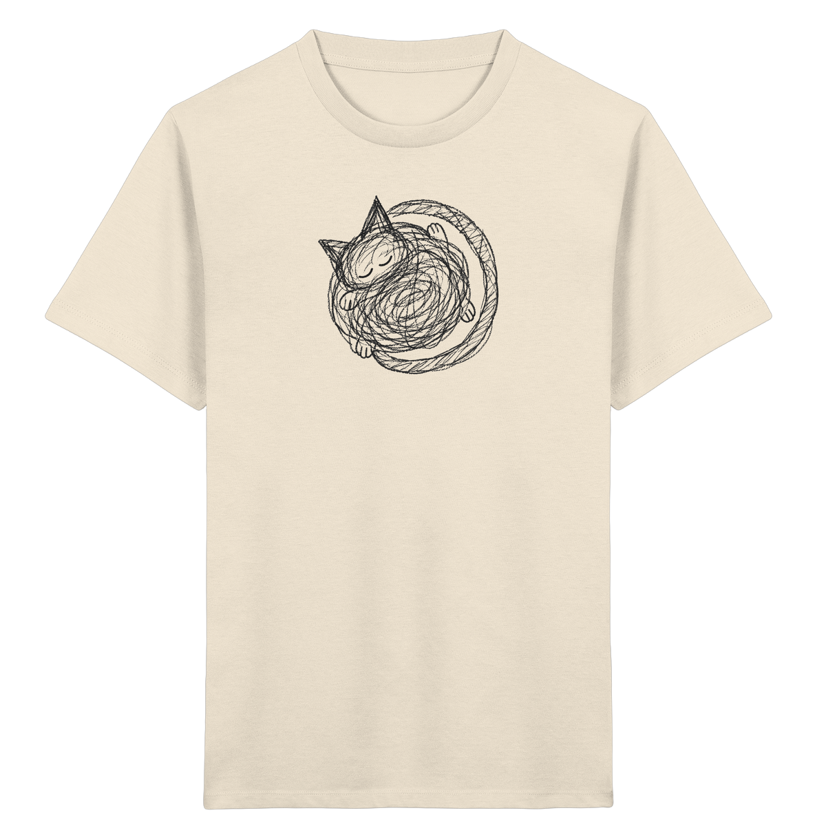 Schlafende Kritzel Katze - Kinder Bio T-Shirt
