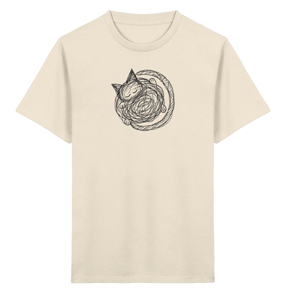 Schlafende Kritzel Katze - Kinder Bio T-Shirt