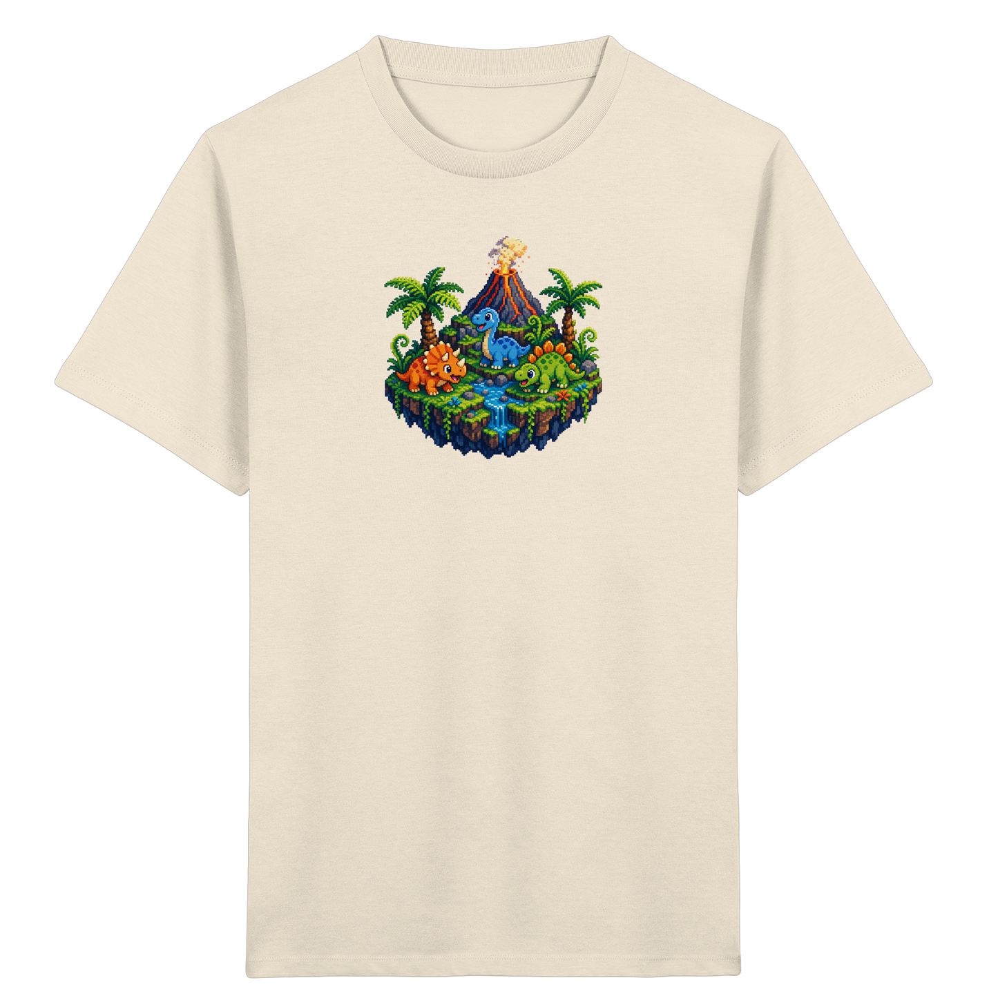 Cooles Dino Pixel Insel T-Shirt - Kinder Bio T-Shirt