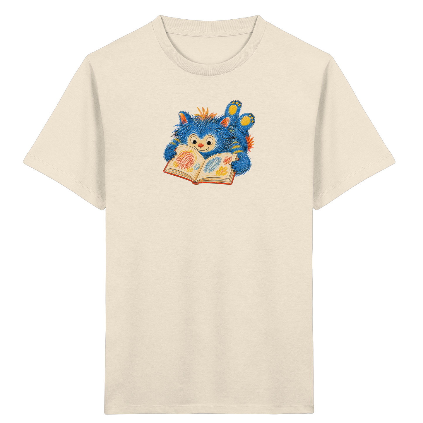 Bücherwurm Monster liest Bilderbuch - Kinder Bio T-Shirt