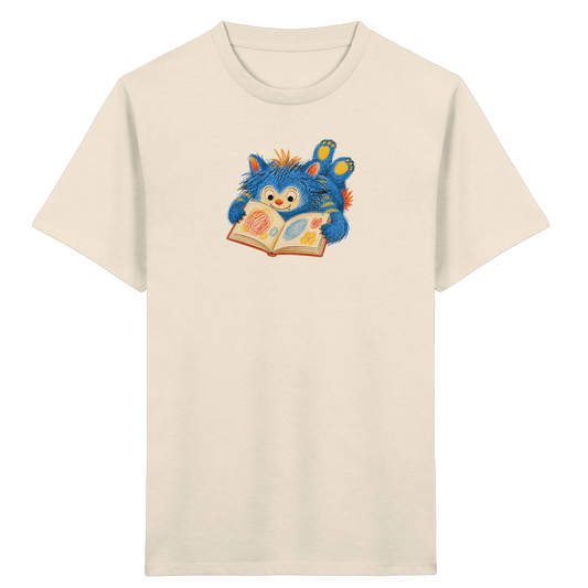 Bücherwurm Monster liest Bilderbuch - Kinder Bio T-Shirt