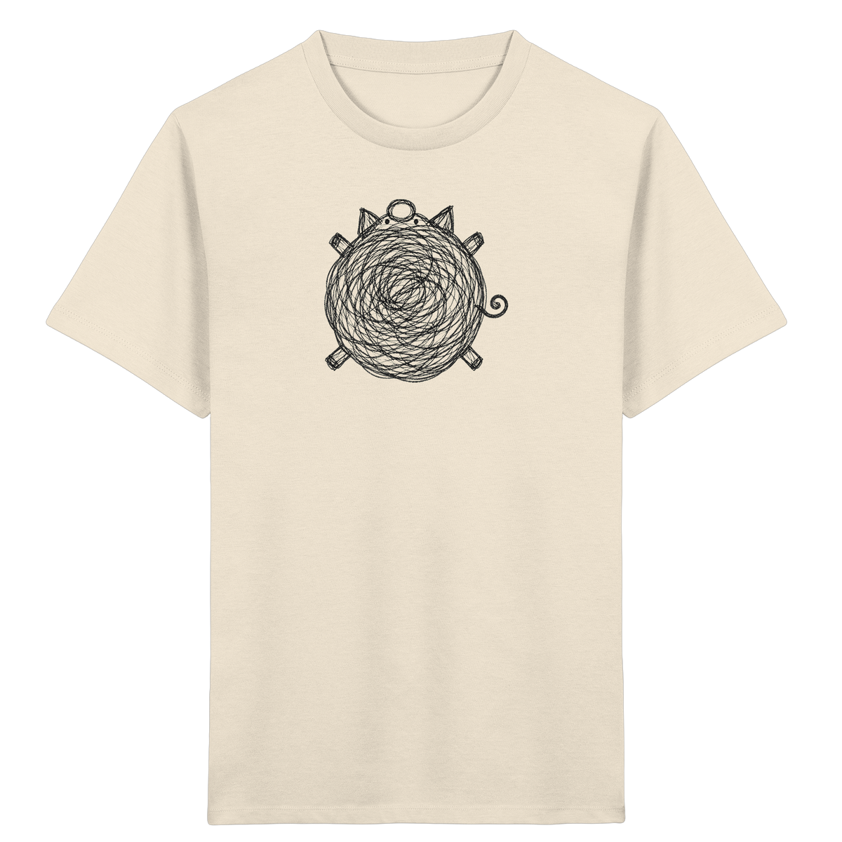 Schwein von oben Kritzelmotiv - Kinder Bio T-Shirt