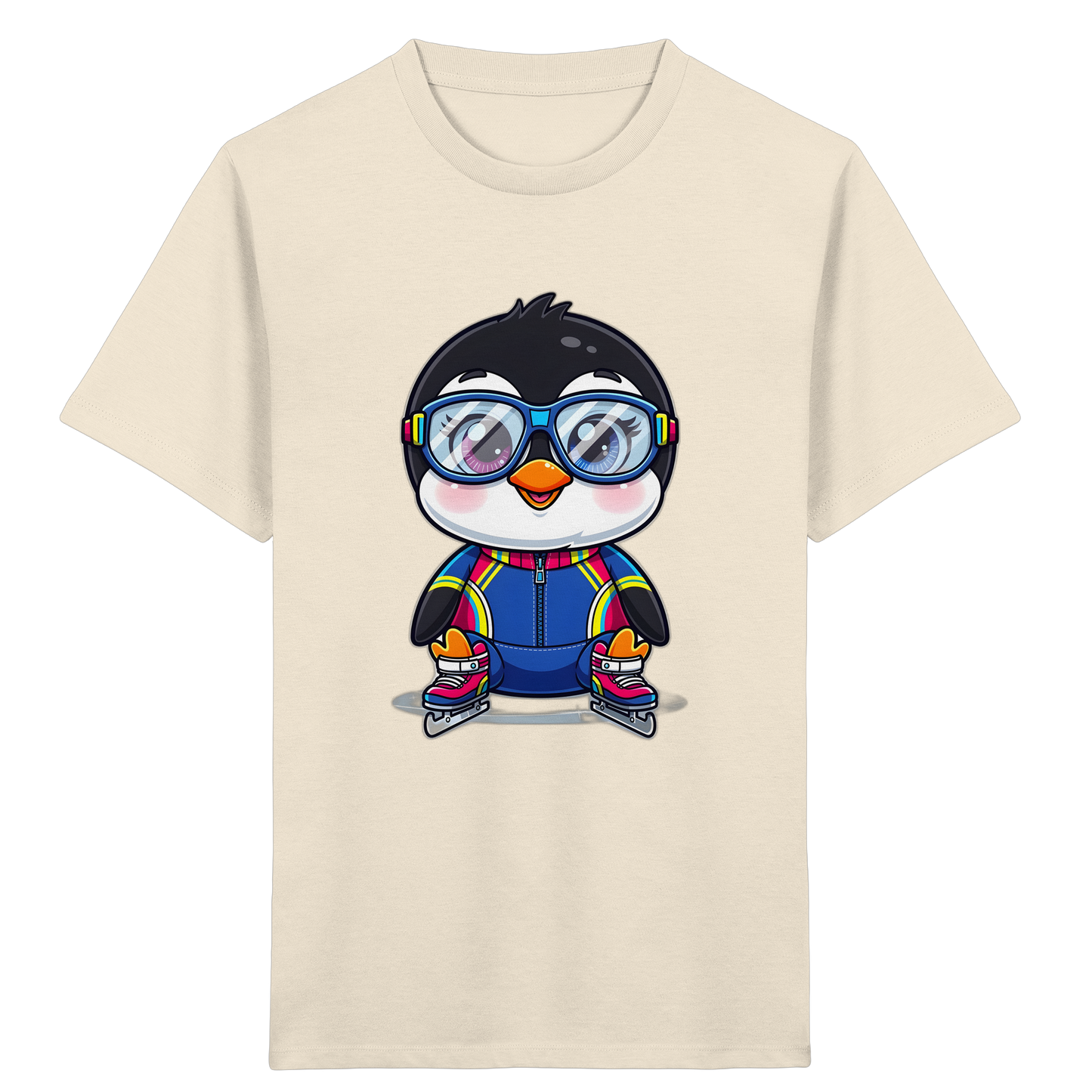 Fröhlicher Pinguin auf Schlittschuhen Kinder T-Shirt