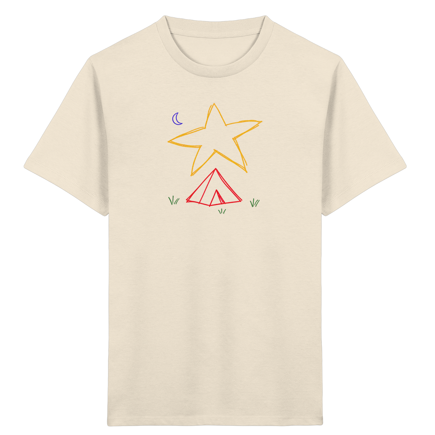 Abenteuerliches Zelt unter Sternenhimmel T-Shirt - Kinder Bio T-Shirt