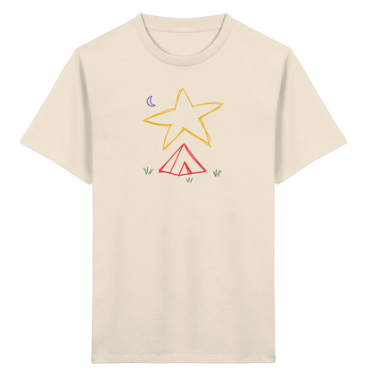 Abenteuerliches Zelt unter Sternenhimmel T-Shirt - Kinder Bio T-Shirt