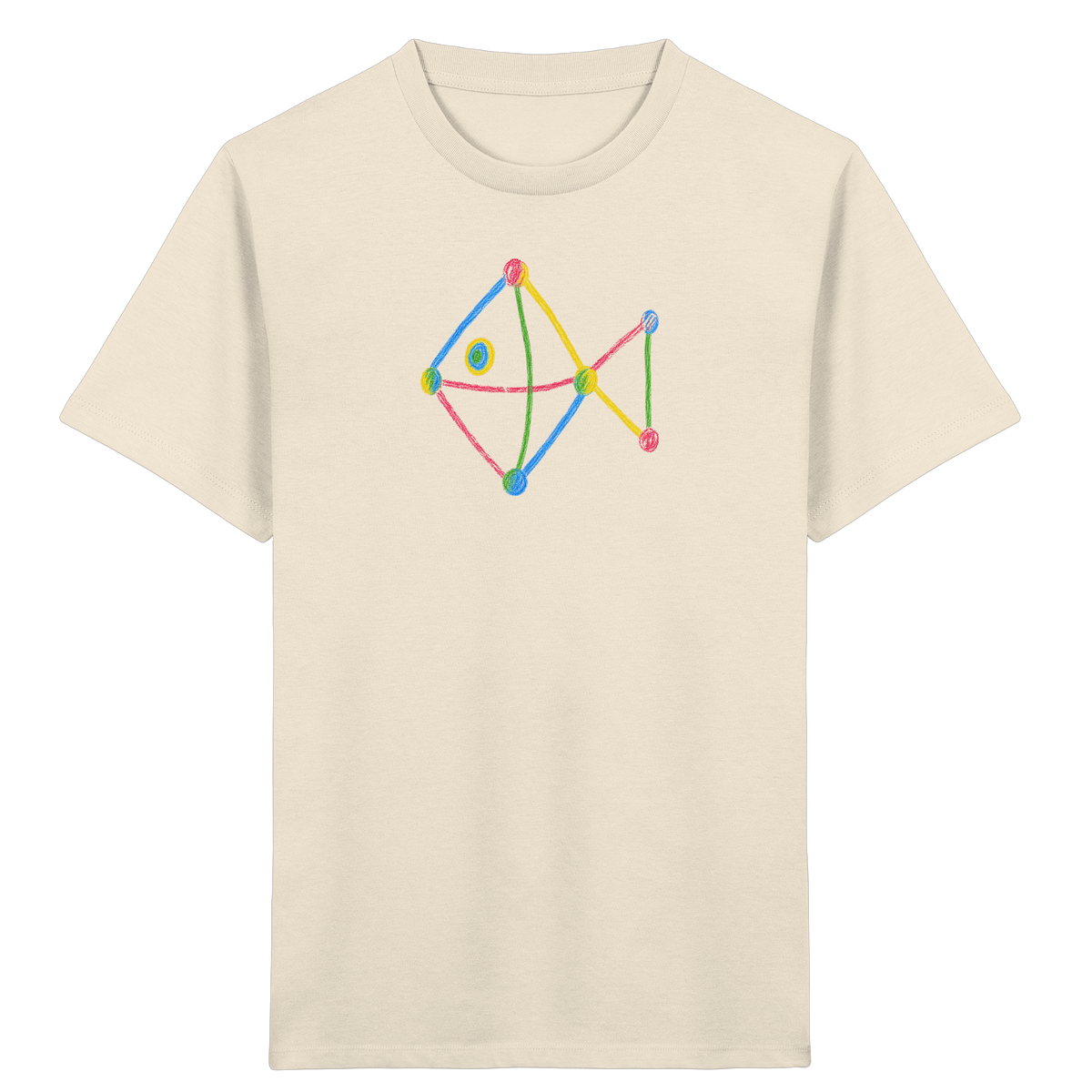 Farbpunkt Fisch Kinderzeichnung - Kinder Bio T-Shirt