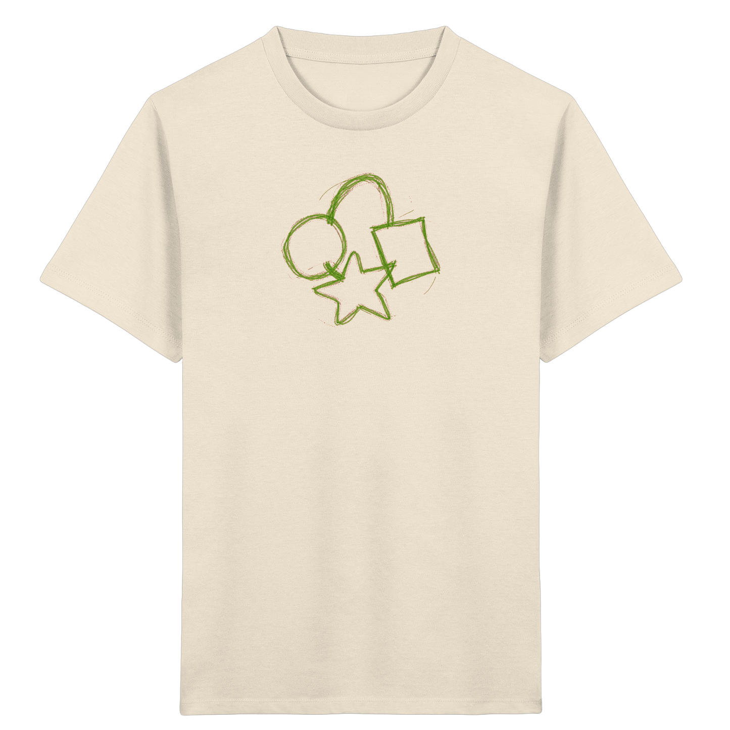 Grüne Formenfamilie mit Ranzen - Kinder Bio T-Shirt