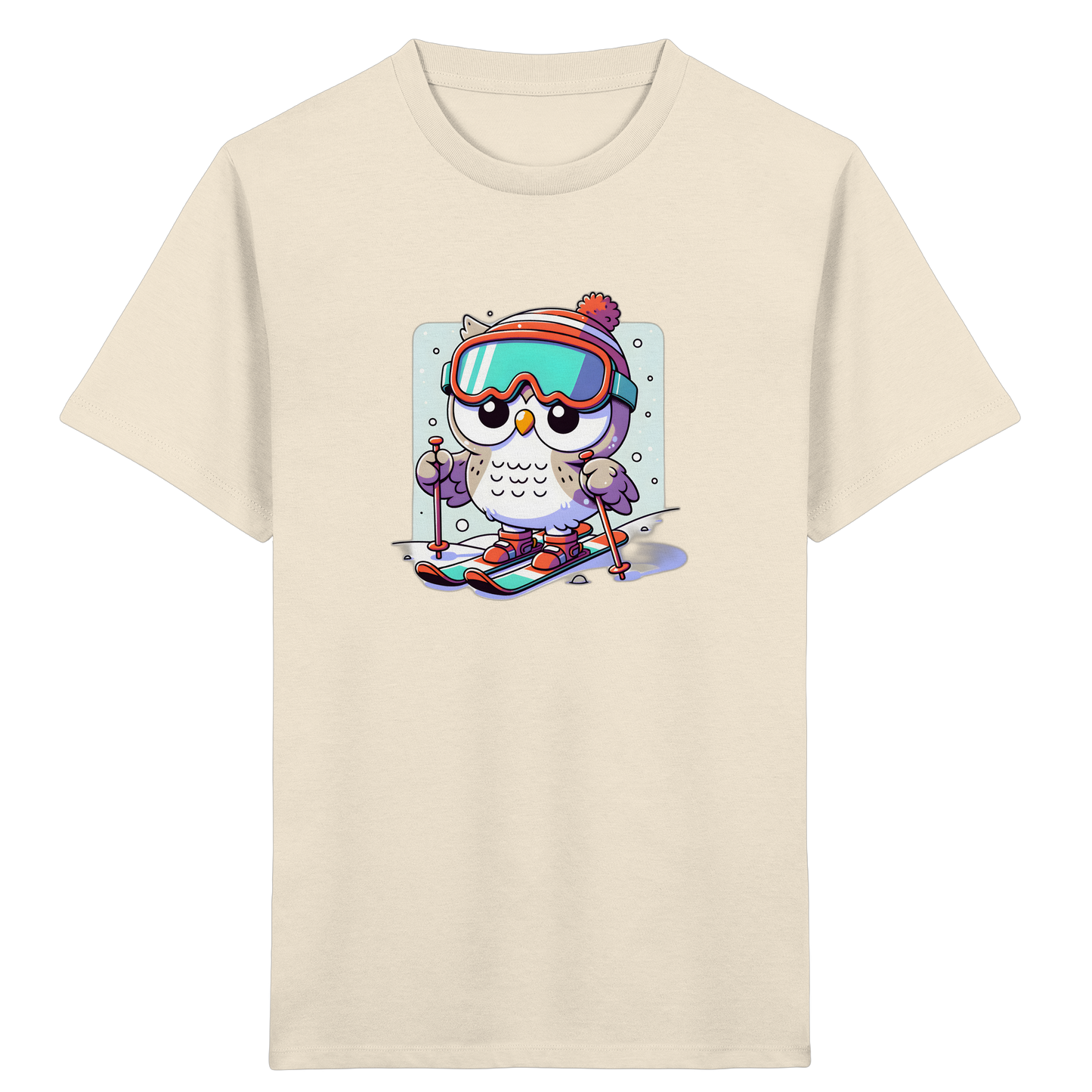 Cartoon Eule auf Skiern T-Shirt