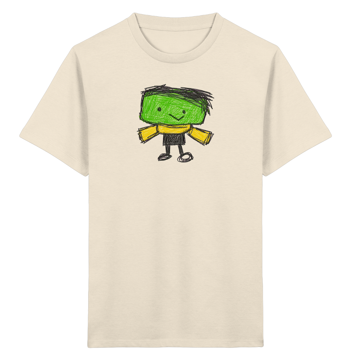 Kritzelkopf mit gelbem Schal - Kinder Bio T-Shirt