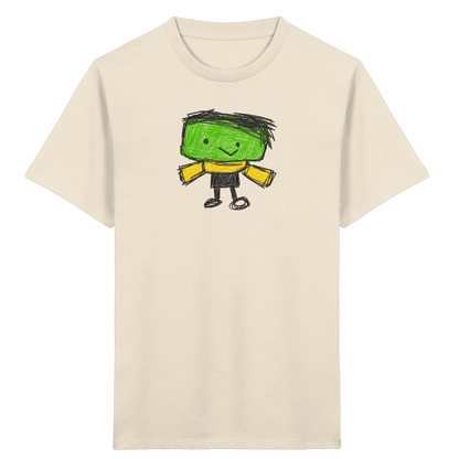 Kritzelkopf mit gelbem Schal - Kinder Bio T-Shirt