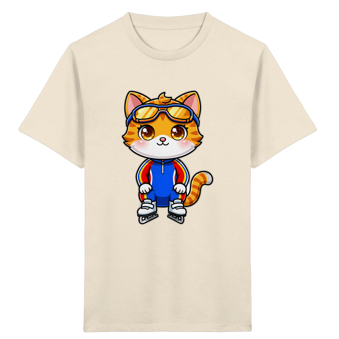 Katze auf Schlittschuhen: Sportliches Kinder-T-Shirt