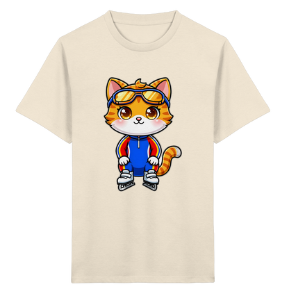 Kinder-T-Shirt mit Katze auf Schlittschuhen