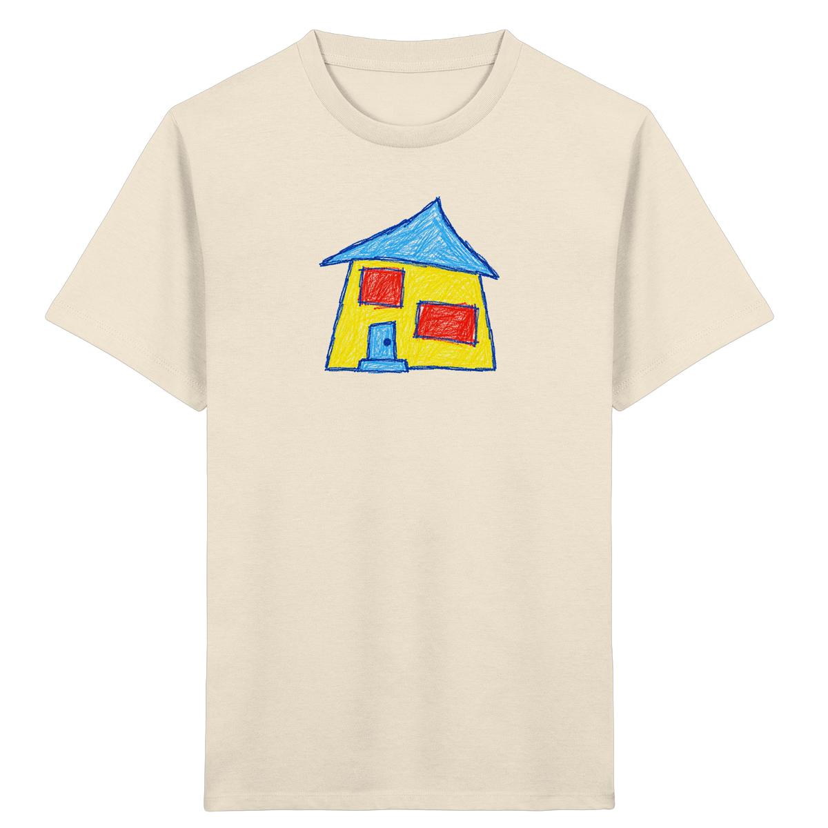 Gelbes Haus mit Doppelfenstern - Kinder Bio T-Shirt