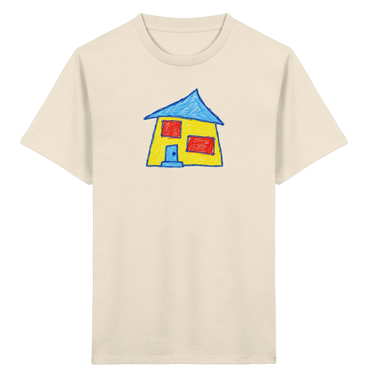Gelbes Haus mit Doppelfenstern - Kinder Bio T-Shirt
