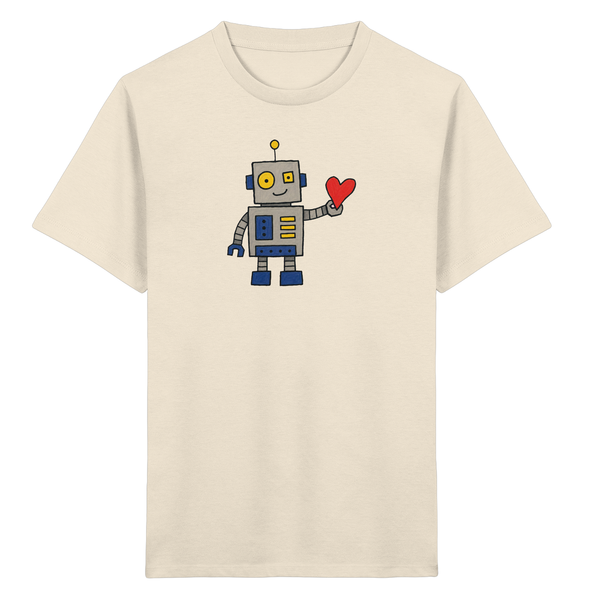 Verspieltes Roboter T-Shirt mit Herz - Kinder Bio T-Shirt