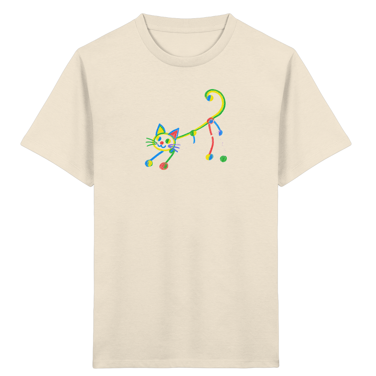 Farbpunkt Katze Kinderzeichnung - Kinder Bio T-Shirt