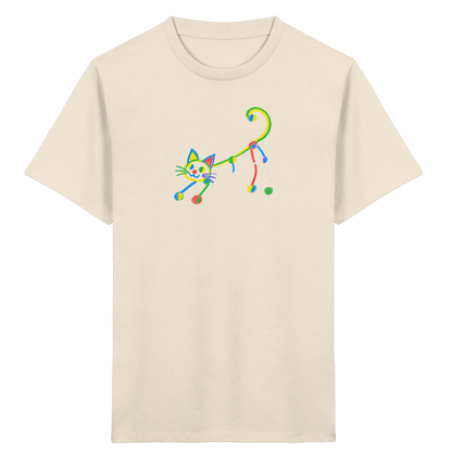 Farbpunkt Katze Kinderzeichnung - Kinder Bio T-Shirt