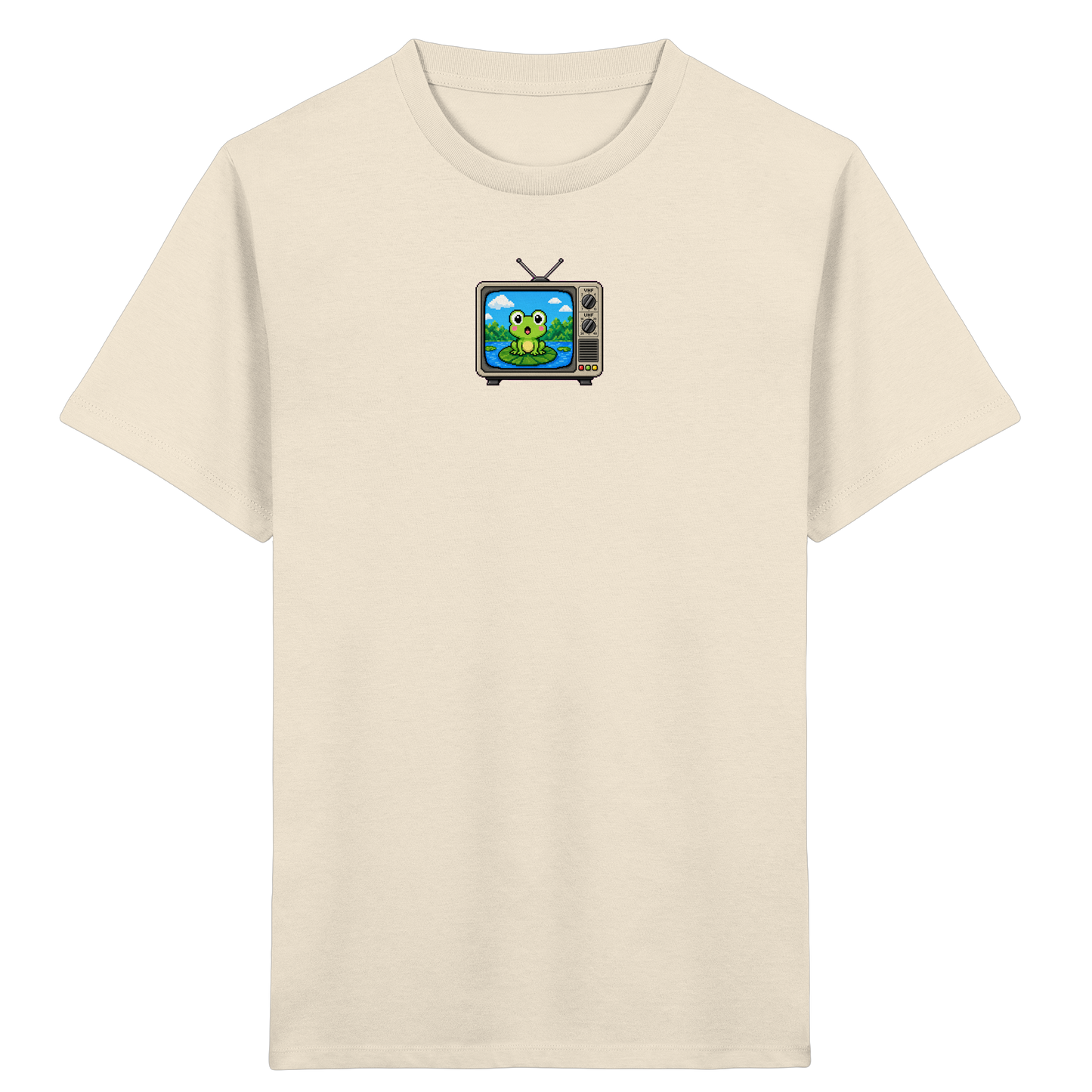Pixel Frosch im Retro Fernseher - Kinder Bio T-Shirt