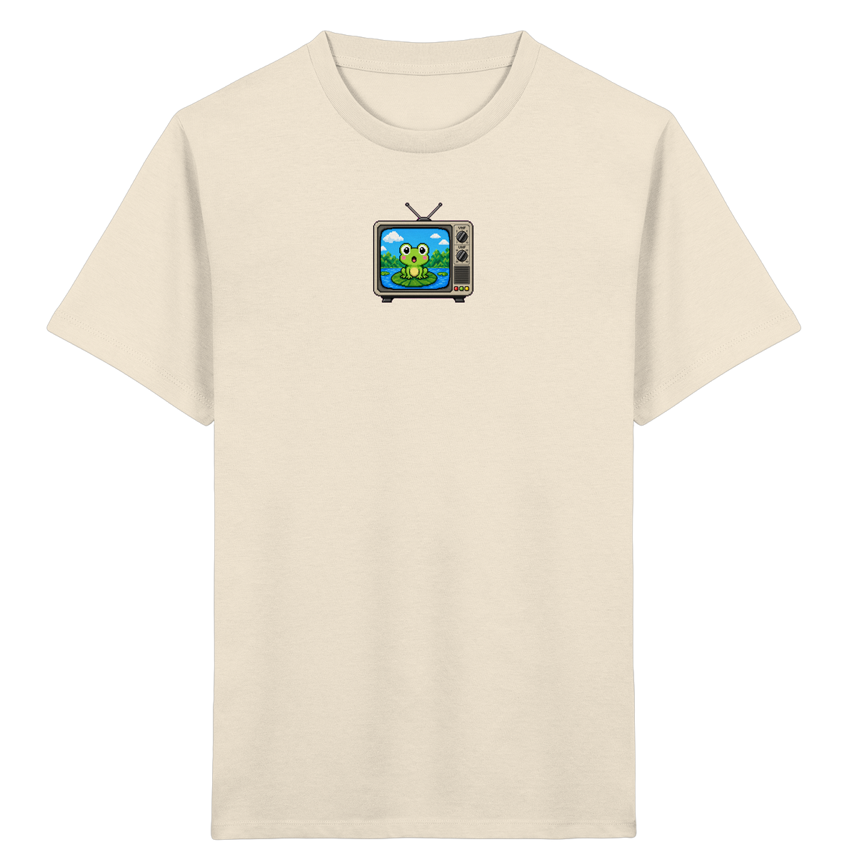 Pixel Frosch im Retro Fernseher - Kinder Bio T-Shirt