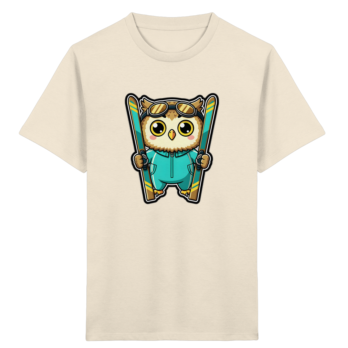 Niedliche Eule auf Skiern T-Shirt - Kinder Bio T-Shirt