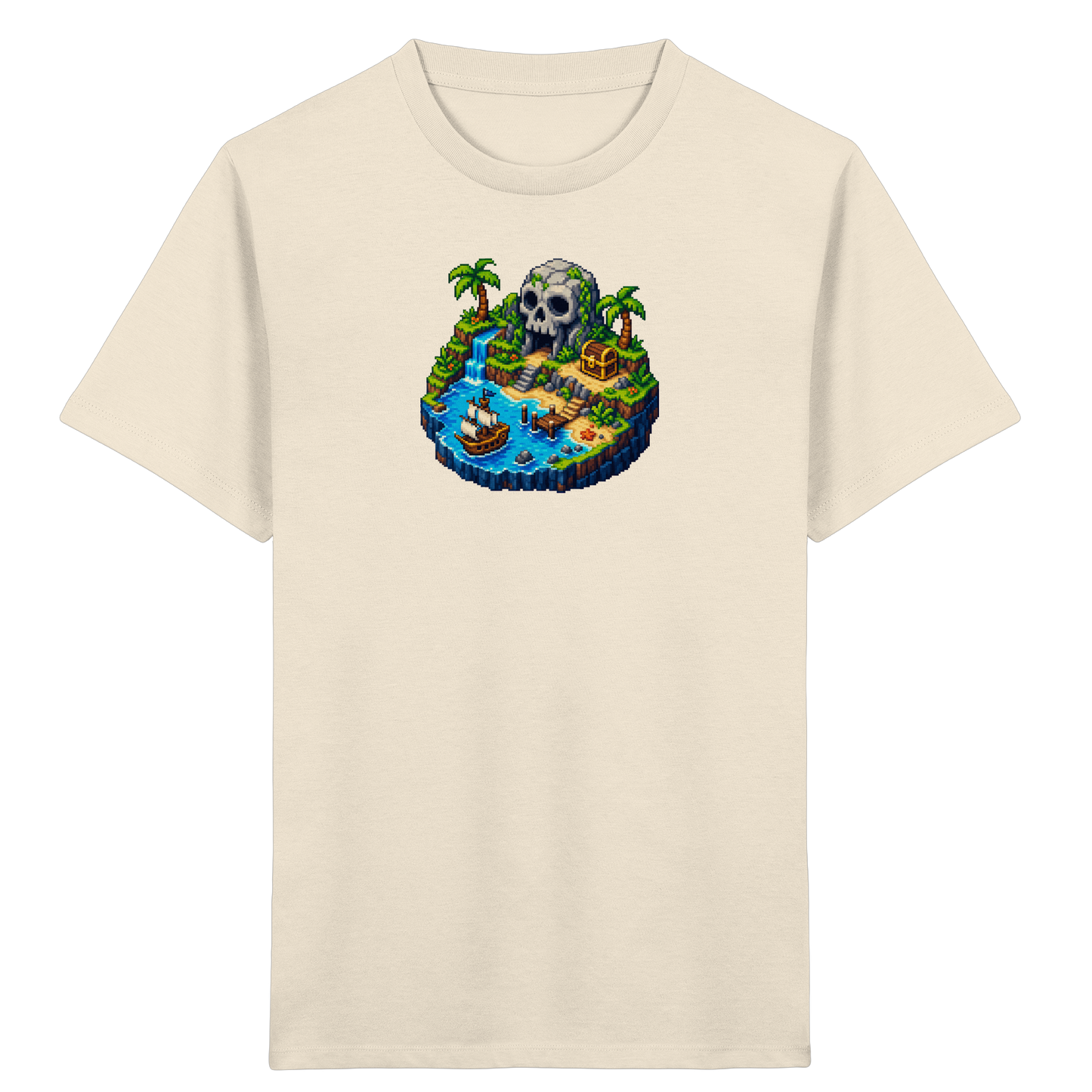 Abenteuerliches Pirateninsel Pixel Art T-Shirt - Kinder Bio T-Shirt
