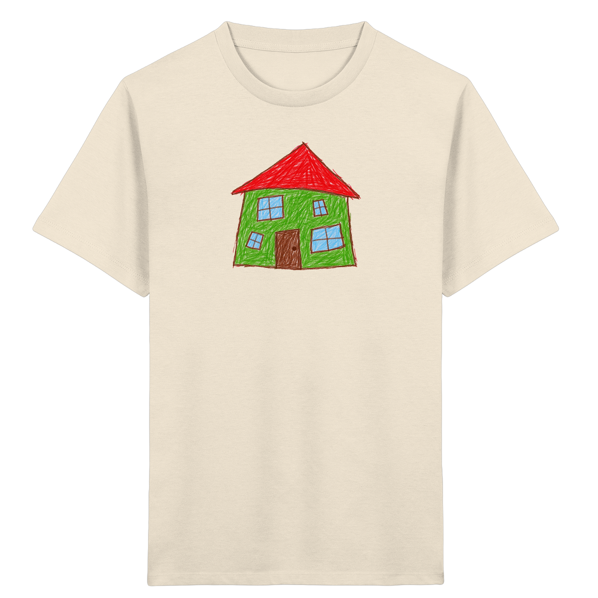 Grünes Haus mit vier Fenstern - Kinder Bio T-Shirt