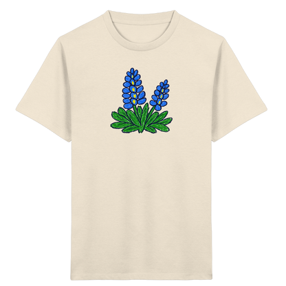 Blaue Kritzel-Lupine für Kinder - Kinder Bio T-Shirt