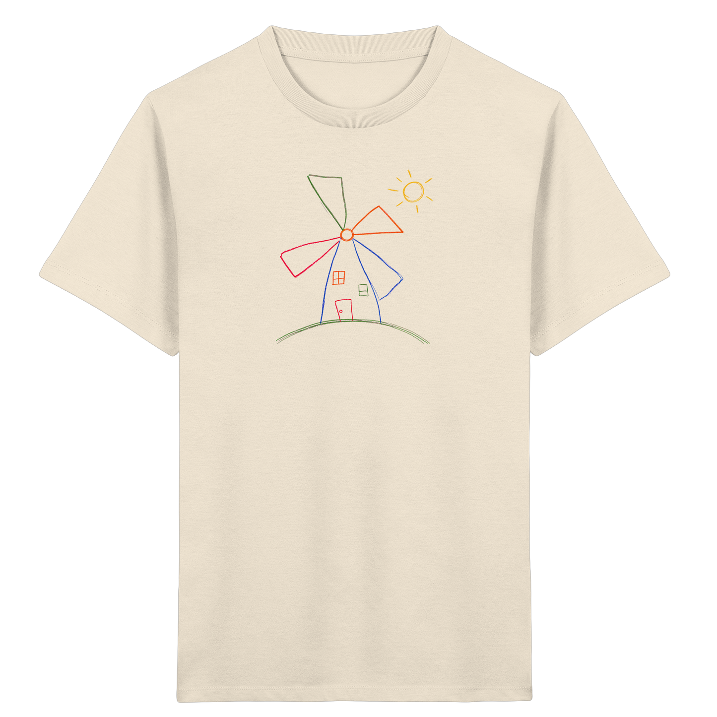 Fröhliches Kinder T-Shirt bunte Windmühle - Kinder Bio T-Shirt
