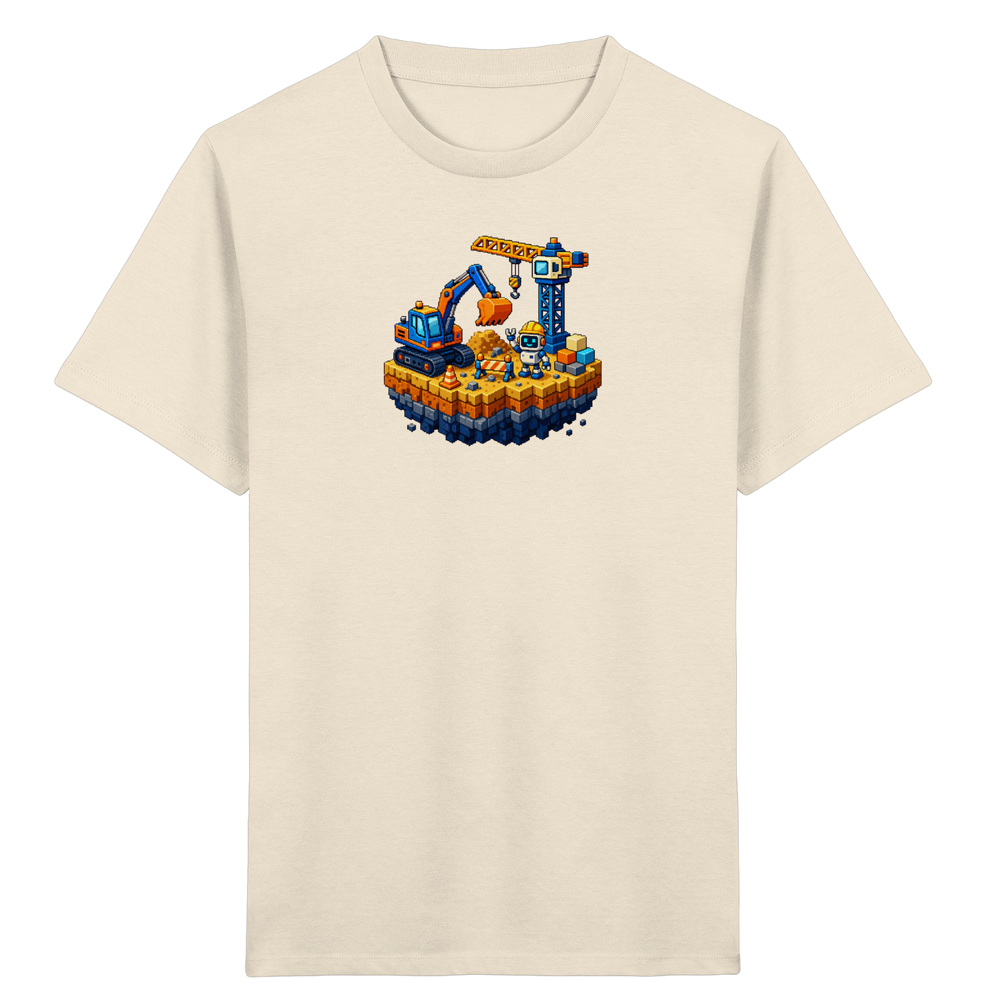 Niedliches Roboter Bagger Pixel T-Shirt - Kinder Bio T-Shirt