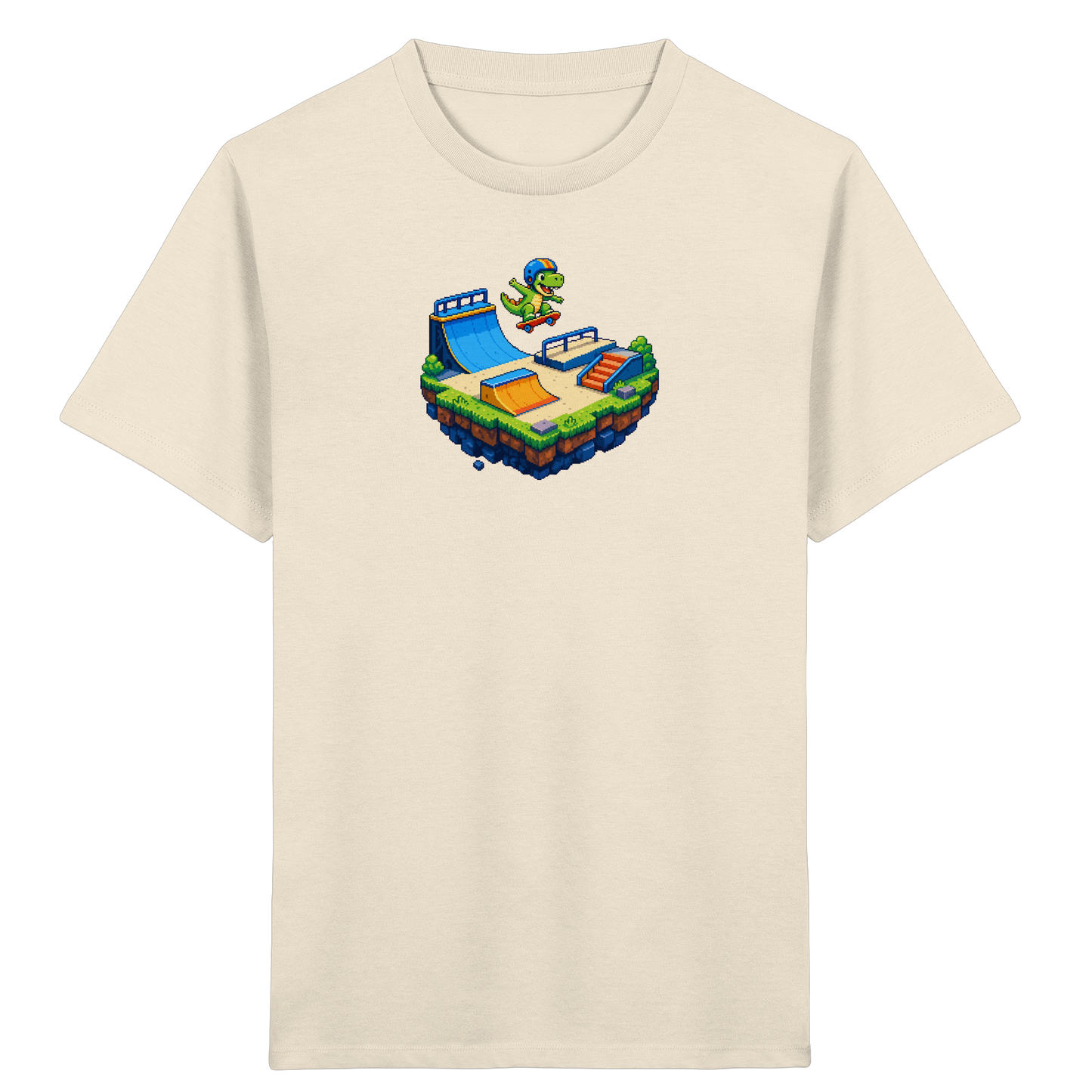 Cooles Skater Dinosaurier Pixel Shirt - Kinder Bio T-Shirt