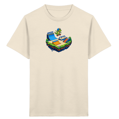 Cooles Skater Dinosaurier Pixel Shirt - Kinder Bio T-Shirt