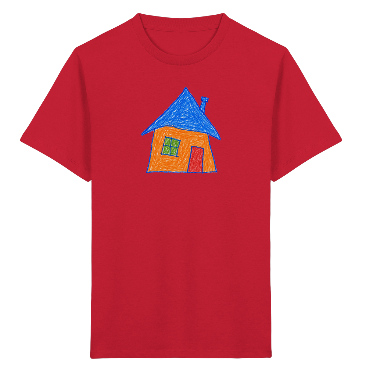 Oranges Haus mit Schornstein - Kinder Bio T-Shirt