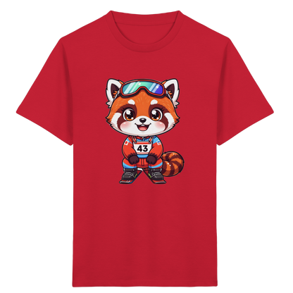 Roter Panda auf Skiern – Kinder Bio-T-Shirt