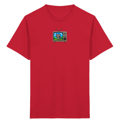 Pixel Waschbär im Retro-Fernseher Kinder-Shirt - Kinder Bio T-Shirt