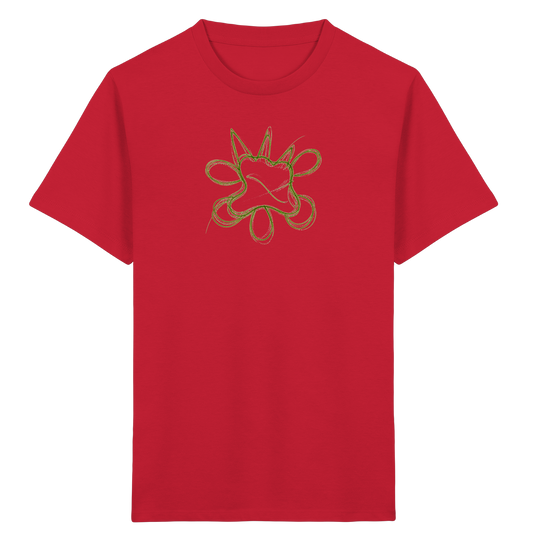 Grasgrünes Linienmonster für Kinder - Kinder Bio T-Shirt