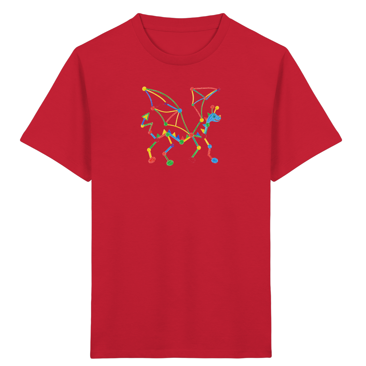 Bunter Farbpunkt Drache - Kinder Bio T-Shirt