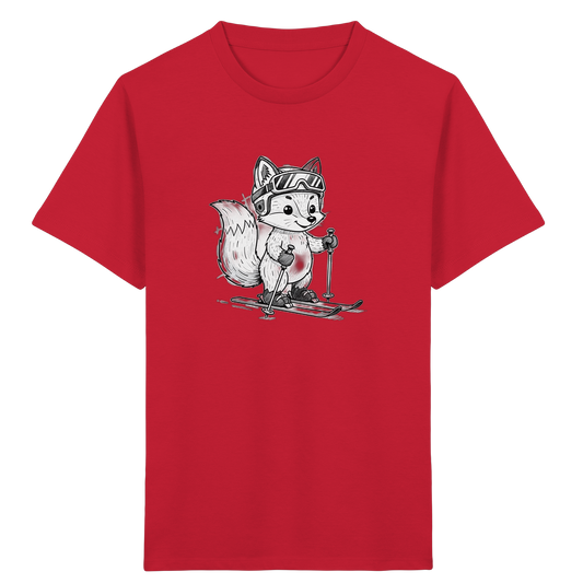 Fuchs Ski-Abenteuer: Schwarz-Weiß T-Shirt - Kinder Bio T-Shirt