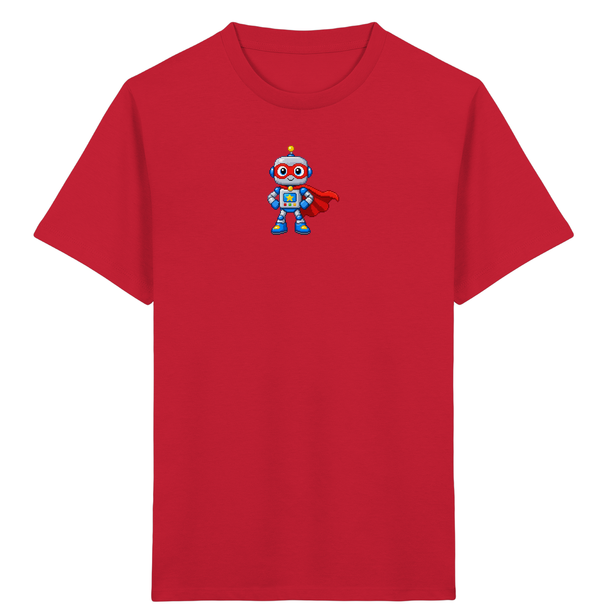 Pixel-Roboter Superhelden-Shirt: Freundliches Design - Kinder Bio T-Shirt