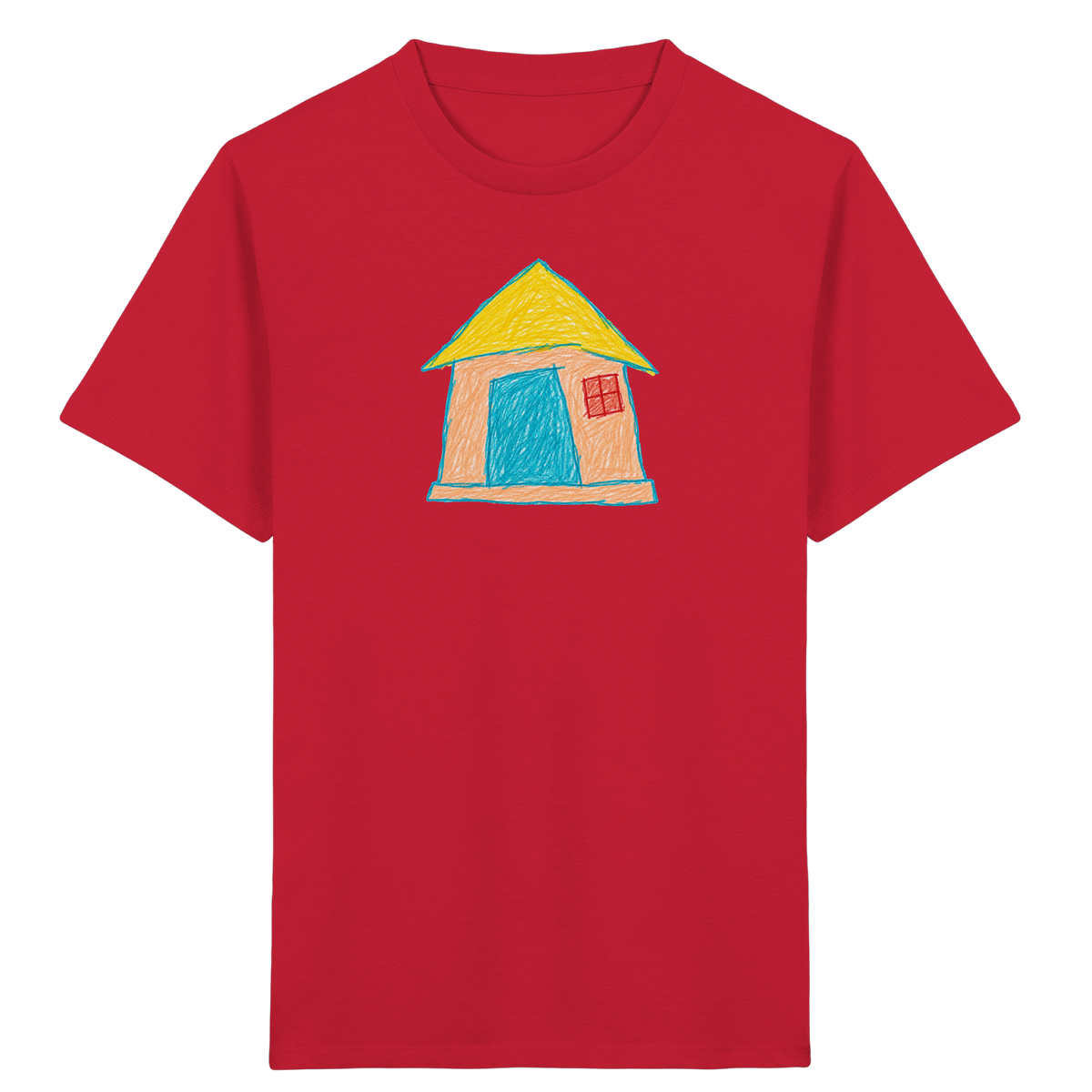 Pfirsichfarbenes Türhaus für Kinder - Kinder Bio T-Shirt