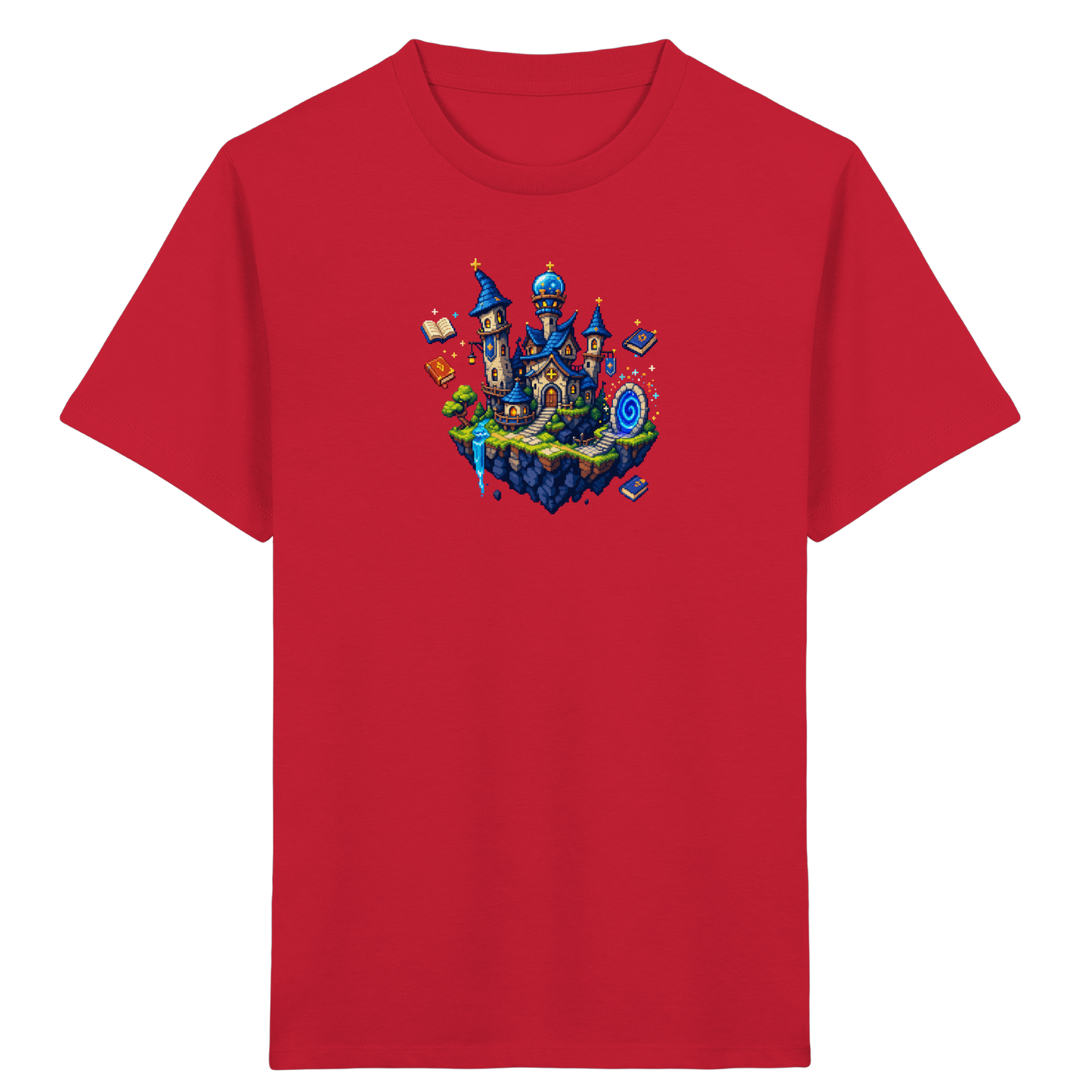 Magische Akademie schwebende Insel Pixel-Shirt - Kinder Bio T-Shirt
