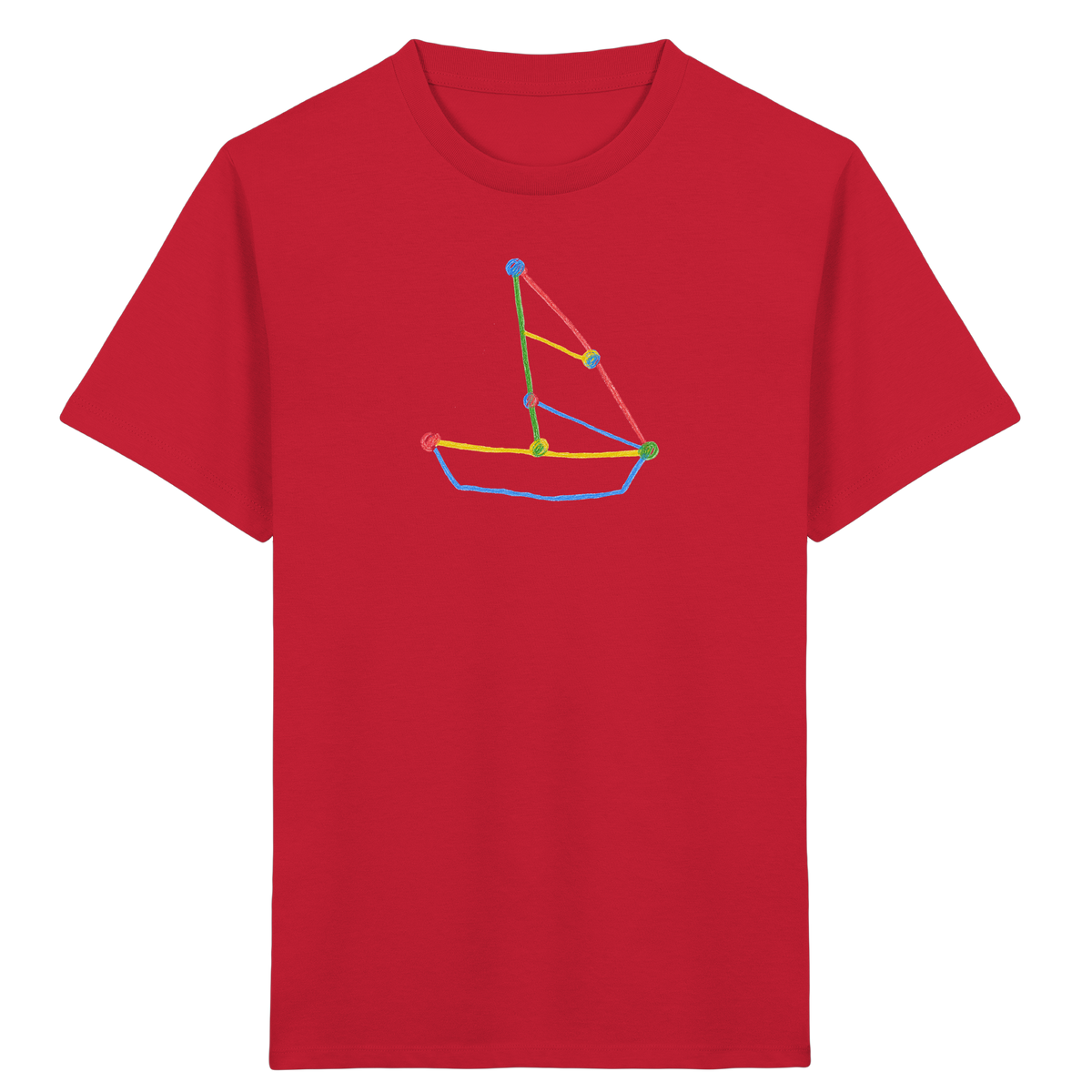 Buntes Farbpunkt Segelboot - Kinder Bio T-Shirt