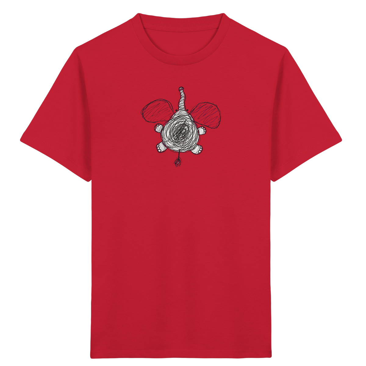 Elefant von oben gezeichnet - Kinder Bio T-Shirt