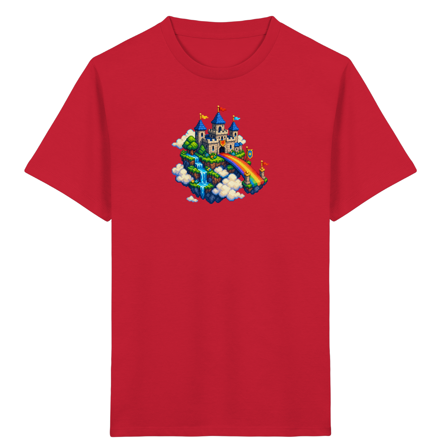 Magische Märchenburg im Pixel Art Design - Kinder Bio T-Shirt