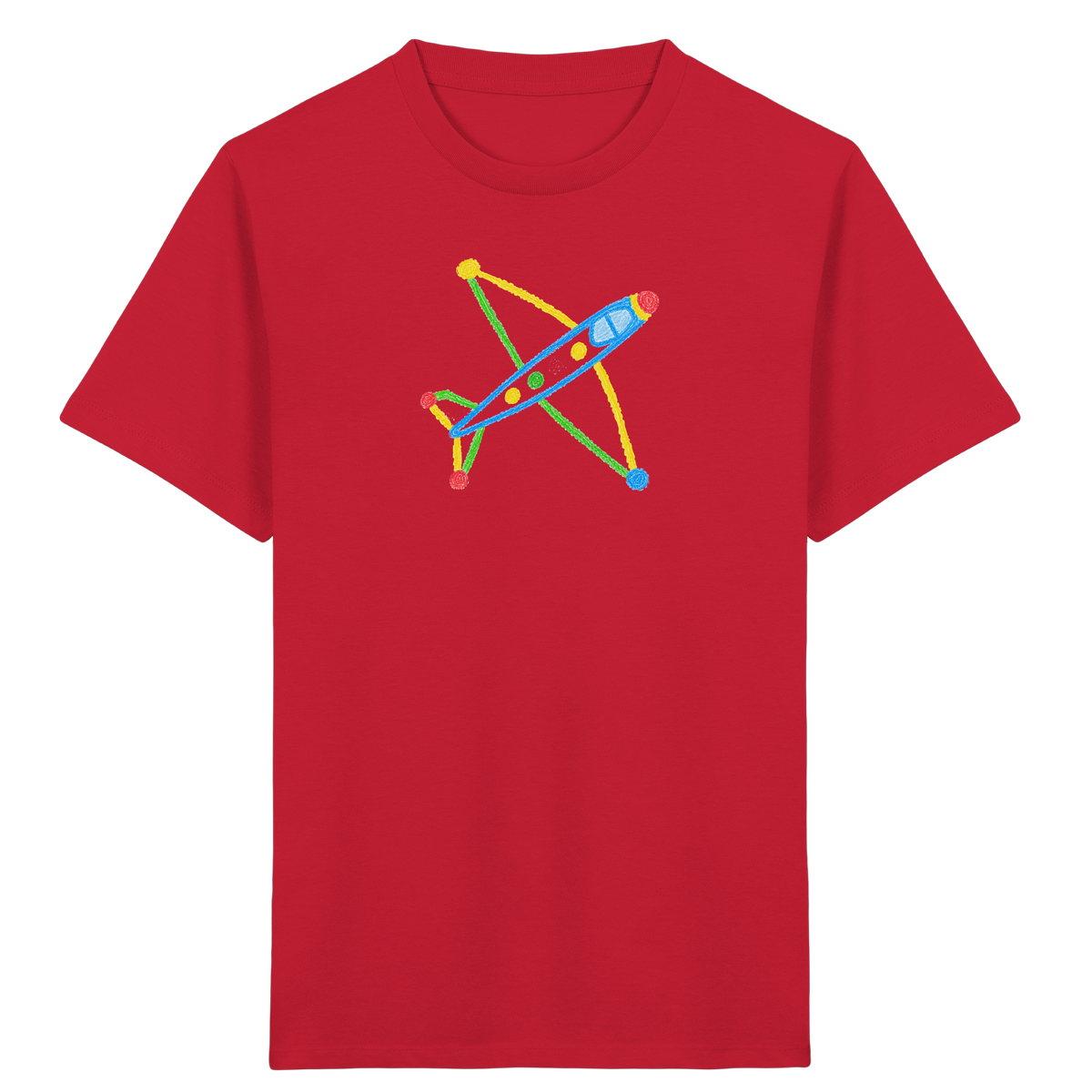 Buntes Flugzeug mit Farbpunkten - Kinder Bio T-Shirt